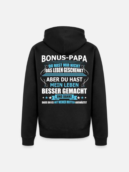 Bonus-papa Spruch Für Schwiegerväter Vatertag - Unisex Premium Bio Zip Hoodie - Schwarz