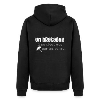 Bretagne dicton - Veste à capuche bio Premium Unisexe - noir - Dos - Nico (187cm)
