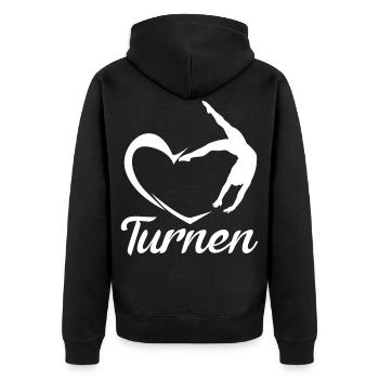 Turnen Handstand Herz - Unisex Premium Bio Zip Hoodie - Schwarz - Hinten - Nico (187cm)