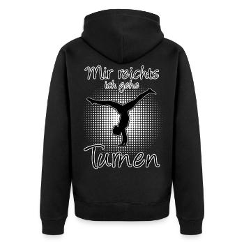 Turnen Handstand - Mir reichts - Unisex Premium Bio Zip Hoodie - Schwarz - Hinten - Nico (187cm)