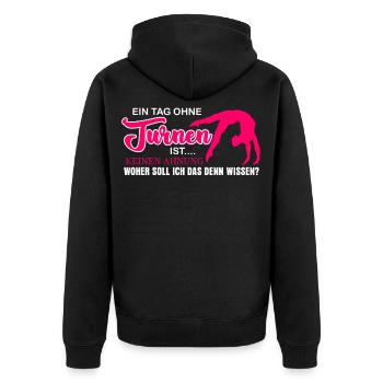 Turnen Handstand Spruch - Unisex Premium Bio Zip Hoodie - Schwarz - Hinten - Nico (187cm)