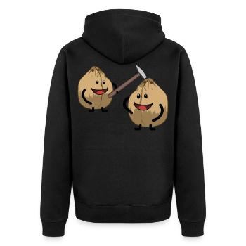 Coconut Nut Nuts Crack Hammer Fantasy - Unisex Premium Organic Zip Hoodie - black - Back - Nico (187cm)