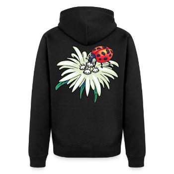 Fleur Naturelle Edelweiss Coccinelle Alpes Tyrol - Veste à capuche bio Premium Unisexe - noir - Dos - Nico (187cm)
