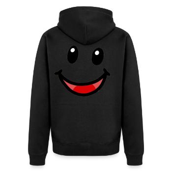 Freundlich Gesicht Emotion Gefühle Mundschutz - Unisex Premium Bio Zip Hoodie - Schwarz - Hinten - Nico (187cm)