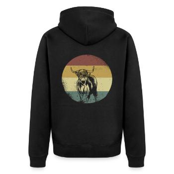 Hochlandrind cadeau vaches Bergers de hautes terres Motif de vache - Veste à capuche bio Premium Unisexe - noir - Dos - Nico (187cm)