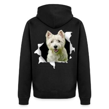 Westie - Westie Hund - Unisex Premium Bio Zip Hoodie - Schwarz - Hinten - Nico (187cm)