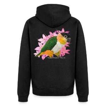 Caique - Unisex Premium Bio Zip Hoodie - Schwarz - Hinten - Nico (187cm)