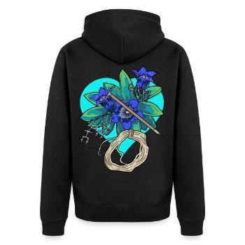 Heart Gentian Outdoor MountaineerIng Mountains Climbing - Unisex Premium Organic Zip Hoodie - black - Back - Nico (187cm)