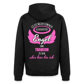 Trainerin Engel - Unisex Premium Bio Zip Hoodie - Schwarz - Hinten - Nico (187cm)