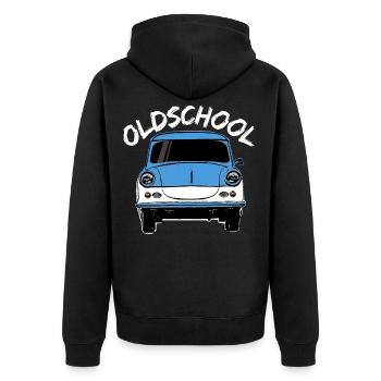 East Germany Car Trabi Retro Vintage Car - Unisex Premium Organic Zip Hoodie - black - Back - Nico (187cm)