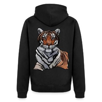 Tiger tiger motif animal face motif animal face - Unisex Premium Organic Zip Hoodie - black - Back - Nico (187cm)