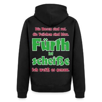 Antifü anti Fürth gegen Fürth Fussball Fan Spass - Unisex Premium Bio Zip Hoodie - Schwarz - Hinten - Nico (187cm)
