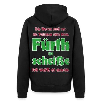 Antifü anti Fürth gegen Fürth Fussball Fan Spass - Unisex Premium Bio Zip Hoodie - Schwarz - Hinten - Nico (187cm)