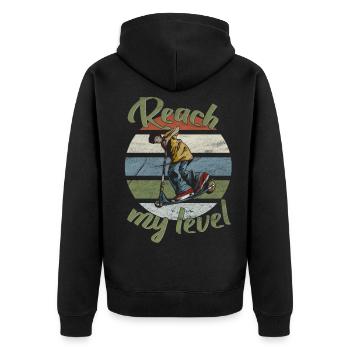 Stunt Scooter, Tricks mit Tretroller im Skatepark - Unisex Premium Bio Zip Hoodie - Schwarz - Hinten - Nico (187cm)
