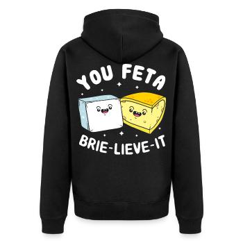 Käse Feta Käse - Unisex Premium Bio Zip Hoodie - Schwarz - Hinten - Nico (187cm)