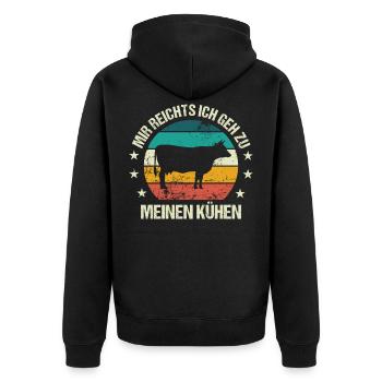 Kühe Bauer Rind Landwirt Kuh Lustiger Spruch - Unisex Premium Bio Zip Hoodie - Schwarz - Hinten - Nico (187cm)