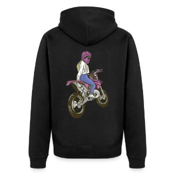 Motorcycle Bike Woman Girl Enduro Sexy Girl - Unisex Premium Organic Zip Hoodie - black - Back - Nico (187cm)