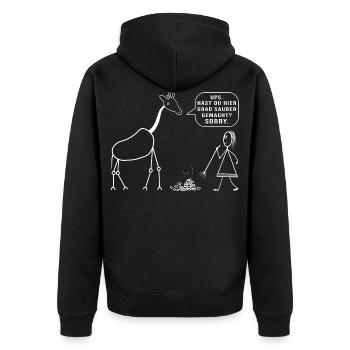 Giraffe Tierpfleger Zoo Tierpark Beruf Geschenk - Unisex Premium Bio Zip Hoodie - Schwarz - Hinten - Nico (187cm)