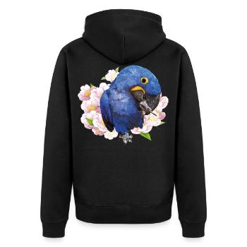 Hyacinth Macaw - Unisex Premium Organic Zip Hoodie - black - Back - Nico (187cm)