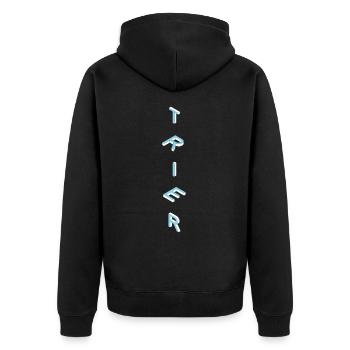 Trier - Unisex Premium Bio Zip Hoodie - Schwarz - Hinten - Nico (187cm)