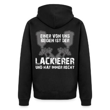 Lackierer Spruch - Rechthaber - Unisex Premium Bio Zip Hoodie - Schwarz - Hinten - Nico (187cm)