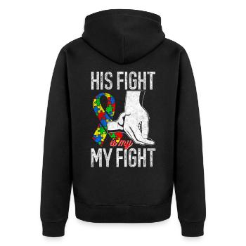 Autismus Bewusstsein - Unisex Premium Bio Zip Hoodie - Schwarz - Hinten - Nico (187cm)