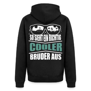 Cooler Bruder Geschenkidee für Brüder Geschenke - Unisex Premium Bio Zip Hoodie - Schwarz - Hinten - Nico (187cm)