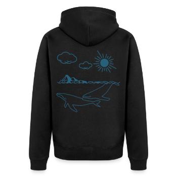 Whale, Humpback whale, Minimal art, Mammal - Unisex Premium Bio Zip Hoodie - Schwarz - Hinten - Nico (187cm)