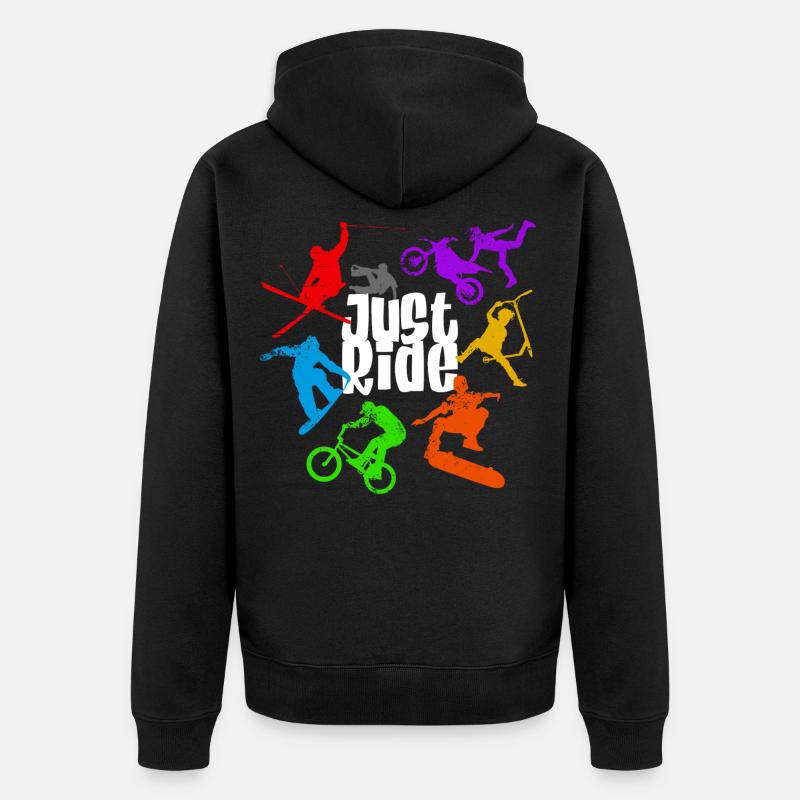 Just ride - Unisex Premium Bio Zip Hoodie - Schwarz