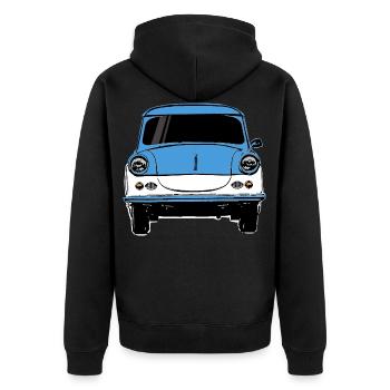 East Germany Car Trabi Retro Vintage Car - Unisex Premium Organic Zip Hoodie - black - Back - Nico (187cm)