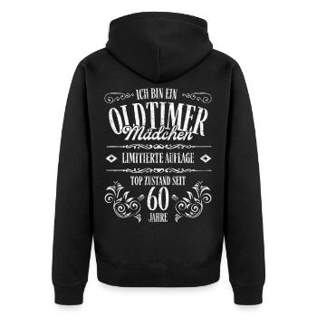 60. Geburtstag 60 Jahre 1961 Geschenk - Unisex Premium Bio Zip Hoodie - Schwarz - Hinten - Nico (187cm)