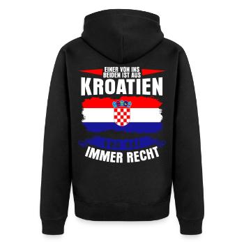Kroatien Spruch lustig - Unisex Premium Bio Zip Hoodie - Schwarz - Hinten - Nico (187cm)