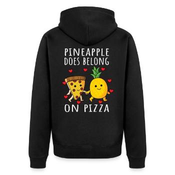 Pizza Hawaii Pineapple Pizza Food - Unisex Premium Organic Zip Hoodie - black - Back - Nico (187cm)