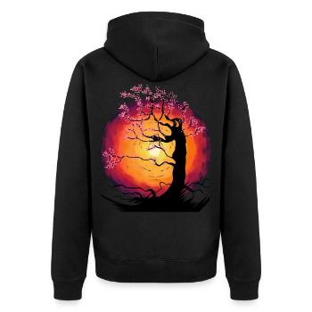 Tree Cherry Blossom Fantasy Cherry Blossom Asia Japan - Unisex Premium Organic Zip Hoodie - black - Back - Nico (187cm)