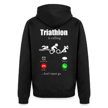 triathlon - Unisex Premium Organic Zip Hoodie - black - Back - Nico (187cm)