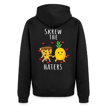 Pizza Hawaii Pineapple Pizza Food - Unisex Premium Organic Zip Hoodie - black - Back - Nico (187cm)