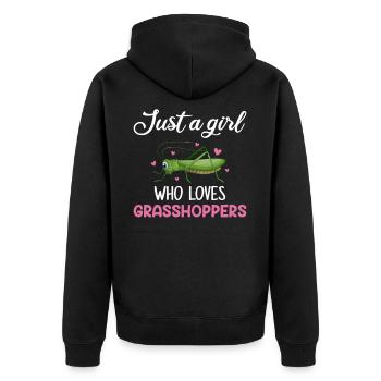 Just a girl Who loves GrassHopper insect grasshopp - Unisex Premium Bio Zip Hoodie - Schwarz - Hinten - Nico (187cm)