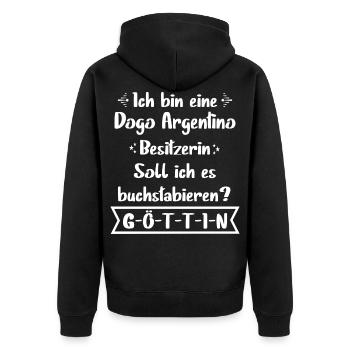 Dogo Argentino Hund - Dogo Argentino - Unisex Premium Bio Zip Hoodie - Schwarz - Hinten - Nico (187cm)