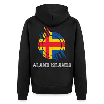 Aland-Inseln Runder Schild Landesfarben - Unisex Premium Bio Zip Hoodie - Schwarz - Hinten - Nico (187cm)