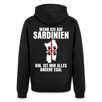 Sardinien Urlaub - Italien Spruch - Unisex Premium Bio Zip Hoodie - Schwarz - Hinten - Nico (187cm)
