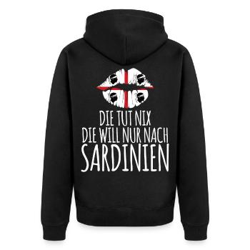 Sardinien Italien Urlaub Kussmund - Unisex Premium Bio Zip Hoodie - Schwarz - Hinten - Nico (187cm)