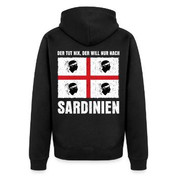 Sardinien Italien Urlaub Spruch - Unisex Premium Bio Zip Hoodie - Schwarz - Hinten - Nico (187cm)