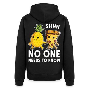 Pizza Hawaii Ananas Pizza essen Pizza & Ananas - Unisex Premium Bio Zip Hoodie - Schwarz - Hinten - Nico (187cm)