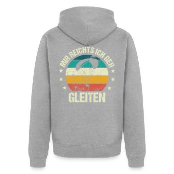 Gleitschirmfliegen Gleiten Paragleiten Gleitsegeln - Unisex Premium Bio Zip Hoodie - Grau meliert - Hinten - Nico (187cm)