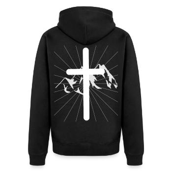 Cross Jesus Mountain Summit Nature Mountains God Gift - Unisex Premium Organic Zip Hoodie - black - Back - Nico (187cm)