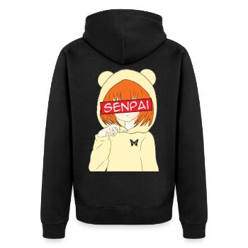 Anime Senpai Anime Fans Anime Style Anime Outfit - Unisex Premium Organic Zip Hoodie - black - Back - Nico (187cm)