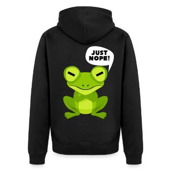 Frog Saying - Just Nope! - Unisex Premium Organic Zip Hoodie - black - Back - Nico (187cm)