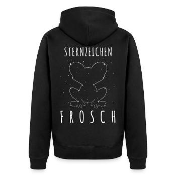 Frosch Frösche Sterne - Unisex Premium Bio Zip Hoodie - Schwarz - Hinten - Nico (187cm)