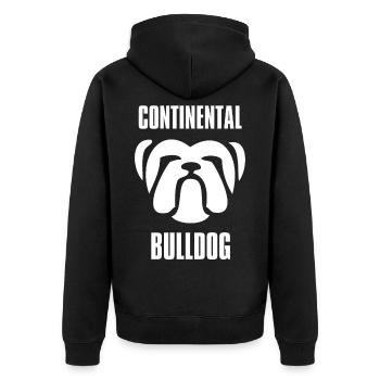 Colorbulls Conti Bulldoggen Continental Bulldogs - Unisex Premium Bio Zip Hoodie - Schwarz - Hinten - Nico (187cm)