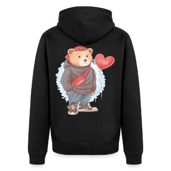 Mignon ours en peluche amour garçon garçon blottir animal - Veste à capuche bio Premium Unisexe - noir - Dos - Nico (187cm)